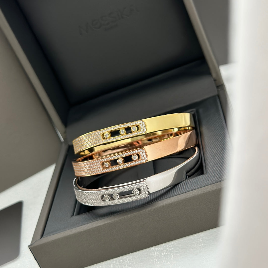 [⭐Mirelle]Move Noa Rose Gold Pavé Diamond Bangle Bracelet