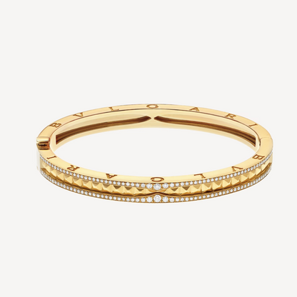 [⭐Mirelle]ZERO 1 SPIRAL AND PAVED DIAMOND GOLD BRACELET