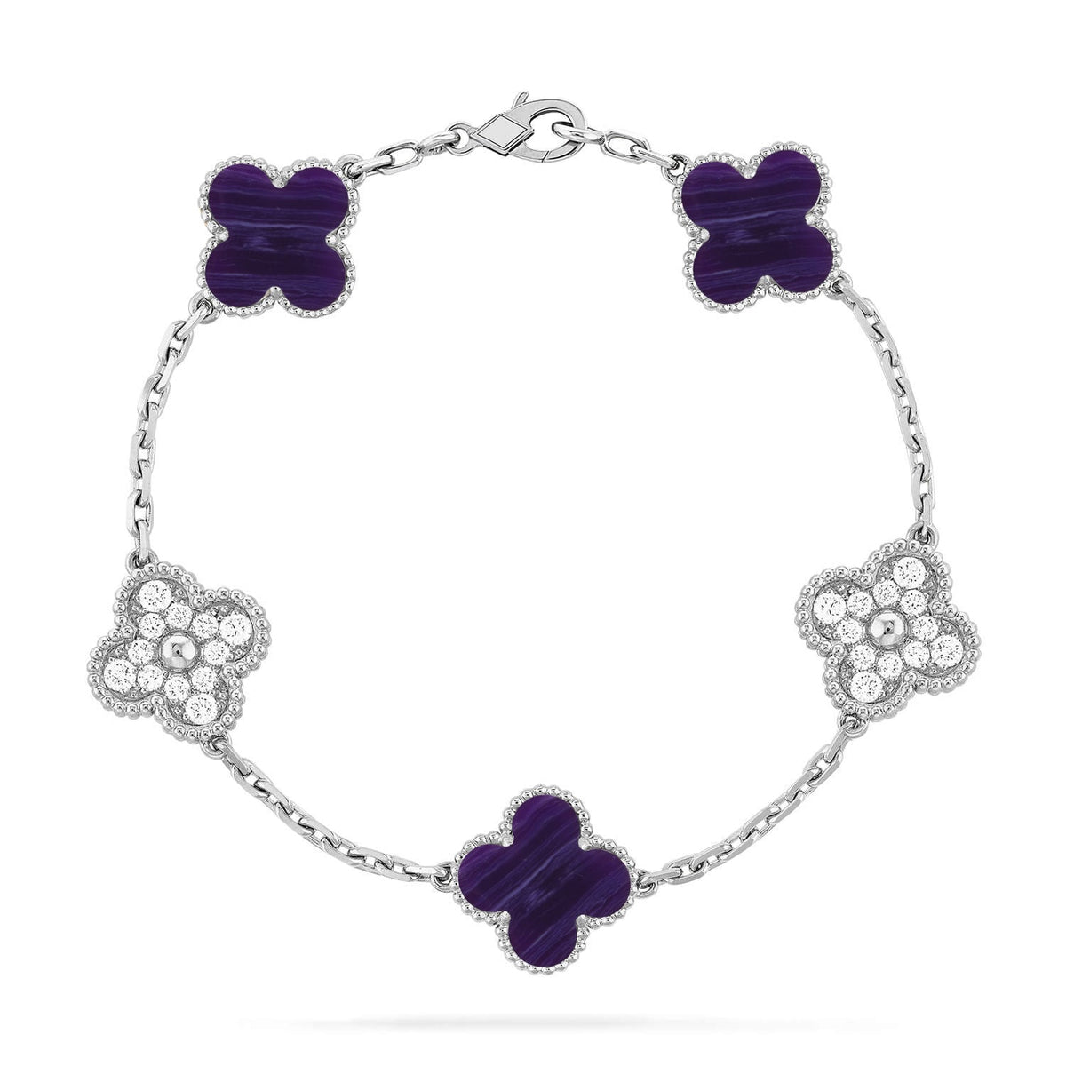 [⭐Mirelle]CLOVER 5 MOTIF PURPLE STRIPES BRACELET COLLECTION