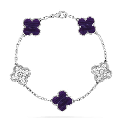 [⭐Mirelle]CLOVER 5 MOTIF PURPLE STRIPES BRACELET COLLECTION