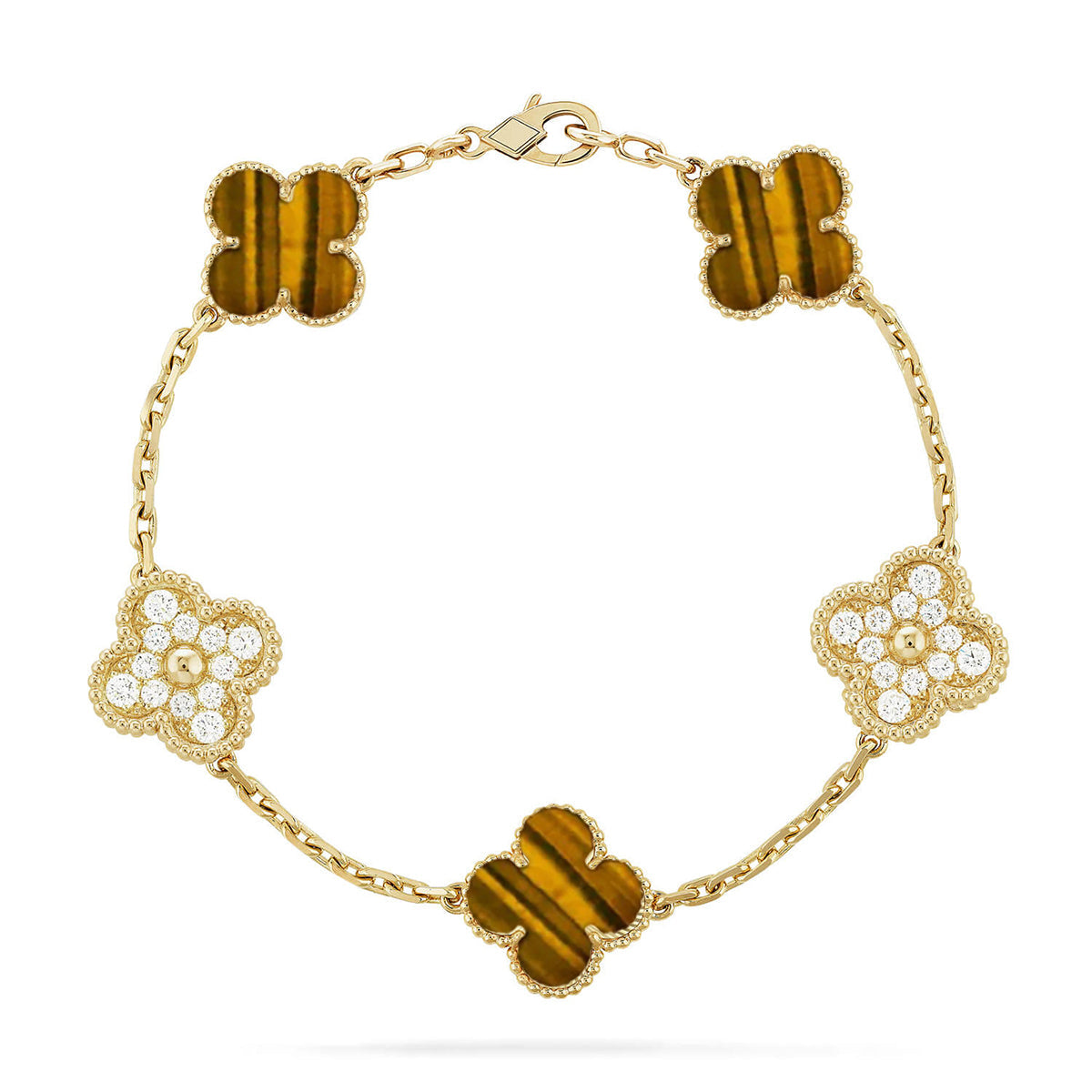 [⭐Mirelle] CLOVER 5 MOTIFS TIGER EYE BRACELET COLLECTION