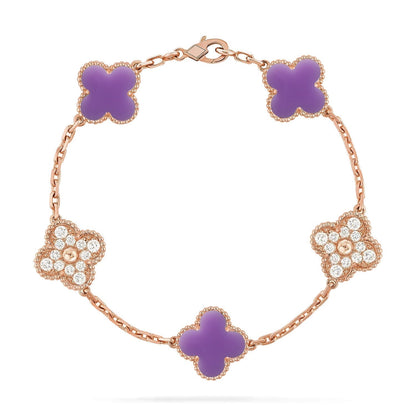 [⭐Mirelle]CLOVER 5 MOTIF LIGHT PURPLE BRACELET COLLECTION