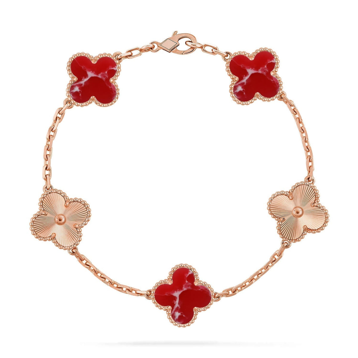 [⭐Mirelle]CLOVER 5 MOTIF RED PATTERN BRACELET COLLECTION