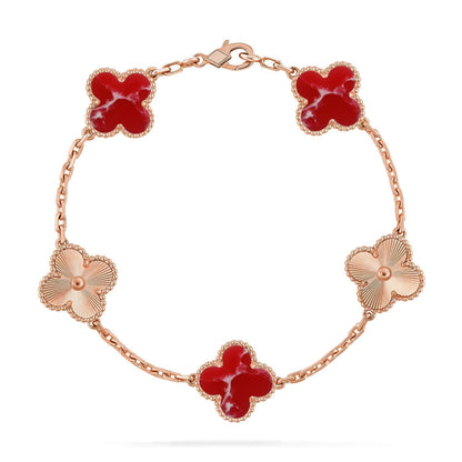 [⭐Mirelle]CLOVER 5 MOTIF RED PATTERN BRACELET COLLECTION