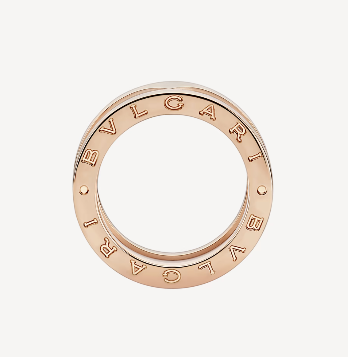 [⭐Mirelle]ZERO 1 TWO-BAND LOOPS AND WHITE CERAMIC SPIRAL PINK GOLD RING