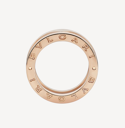 [⭐Mirelle]ZERO 1 TWO-BAND LOOPS AND WHITE CERAMIC SPIRAL PINK GOLD RING