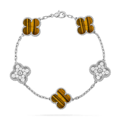 [⭐Mirelle] CLOVER 5 MOTIFS TIGER EYE BRACELET COLLECTION