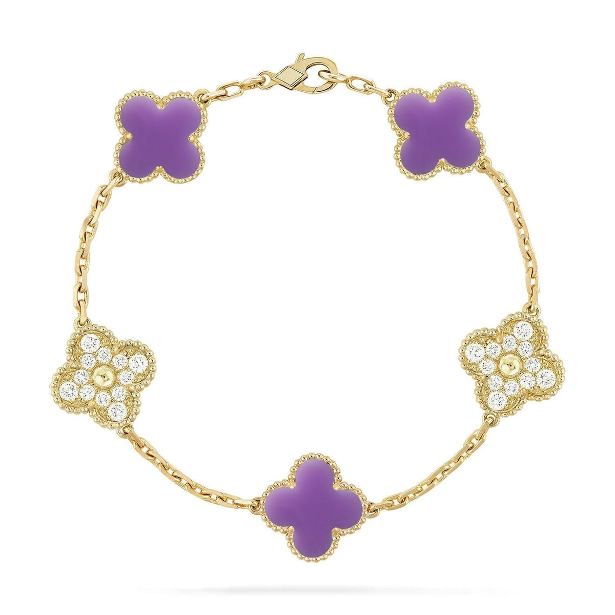 [⭐Mirelle]CLOVER 5 MOTIF LIGHT PURPLE BRACELET COLLECTION