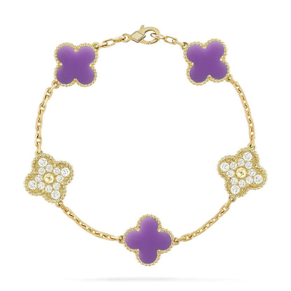 [⭐Mirelle]CLOVER 5 MOTIF LIGHT PURPLE BRACELET COLLECTION