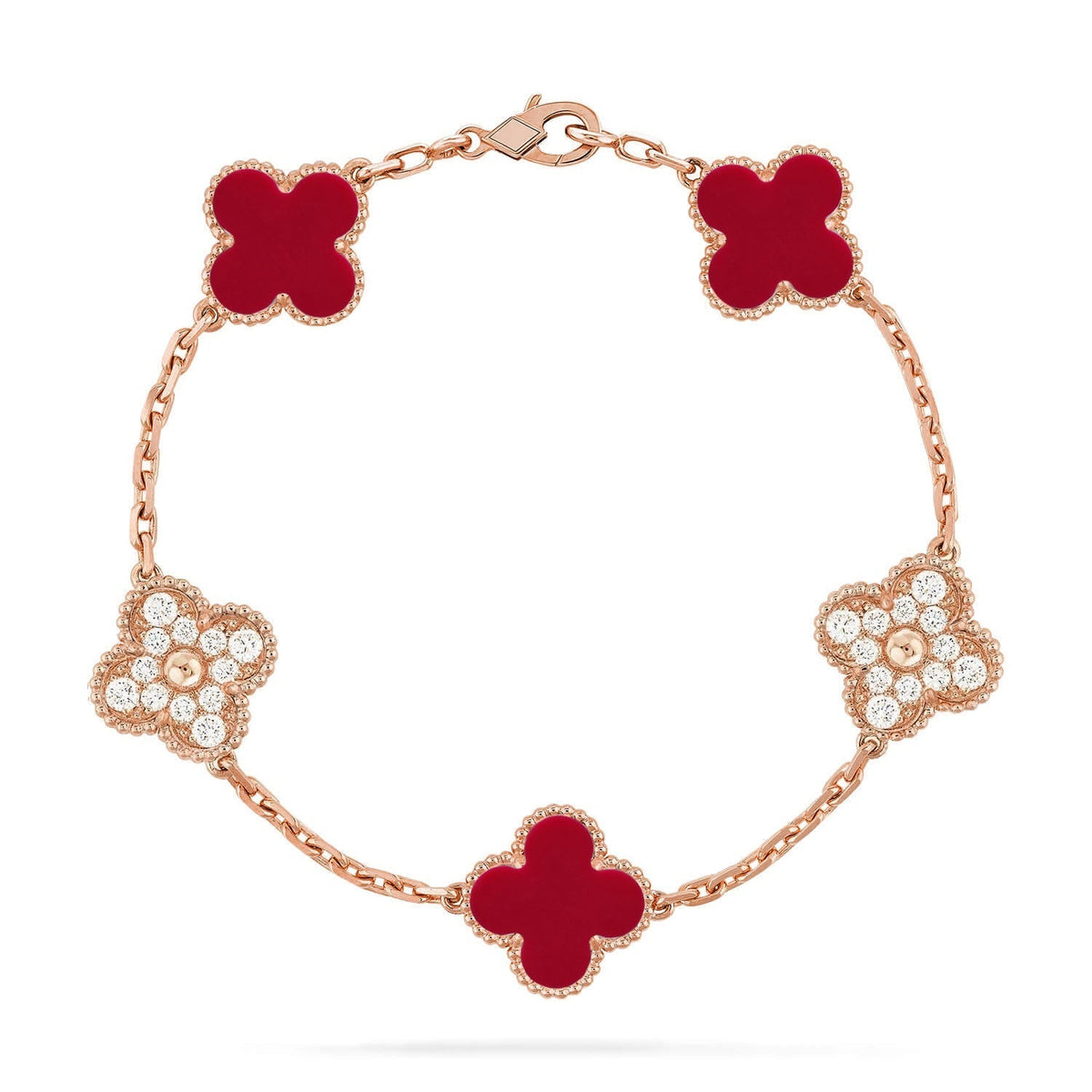 [⭐Mirelle] CLOVER 5 MOTIF RED CORNELIAN BRACELET COLLECTION