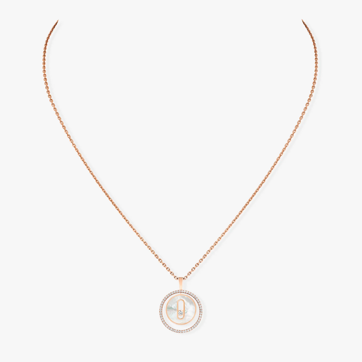 [⭐Mirelle]Demo MOVE 1 DIAMOND WHITE MOTHER OF PEARL PINK GOLD DIAMOND NECKLACE