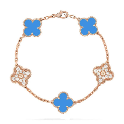 [⭐Mirelle] CLOVER 5 MOTIF BLUE AGATE BRACELET COLLECTION