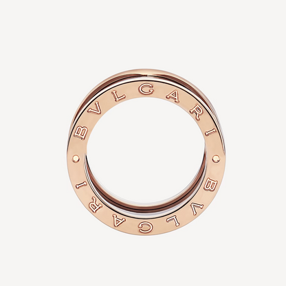 [⭐Mirelle]ZERO 1 FOUR-BAND LOOPS AND BLACK CERAMIC SPIRAL PINK GOLD RING