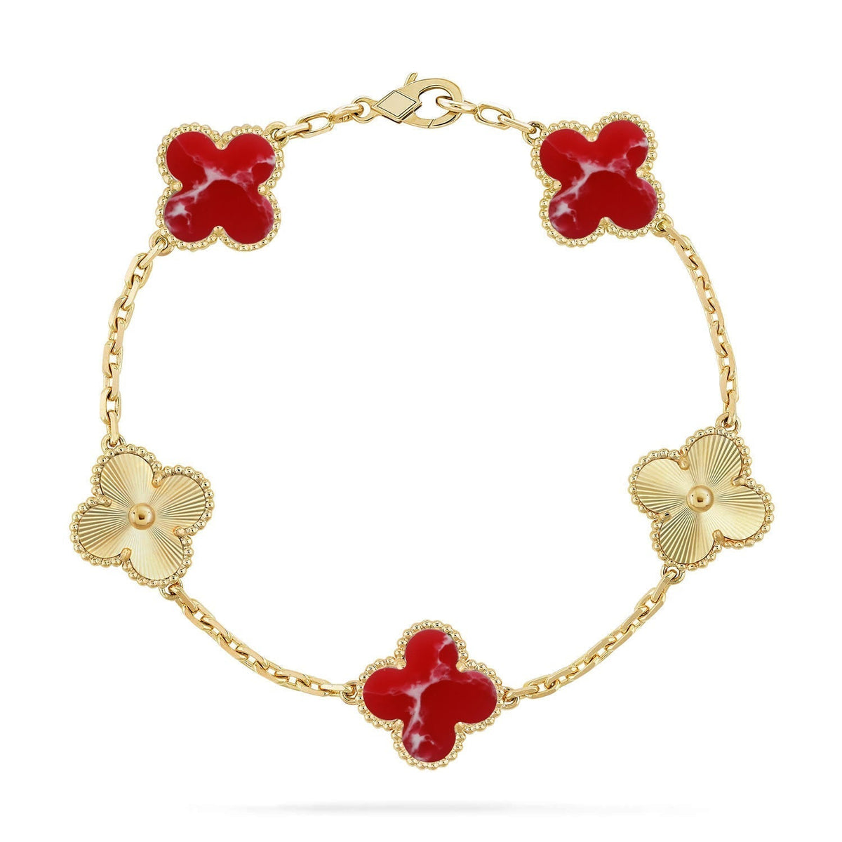 [⭐Mirelle]CLOVER 5 MOTIF RED PATTERN BRACELET COLLECTION
