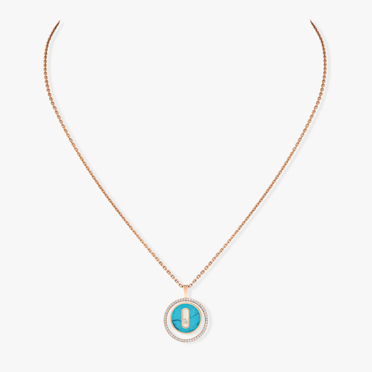 [⭐Mirelle]Demo MOVE 1 DIAMOND TURQUOISE PINK GOLD DIAMOND NECKLACE