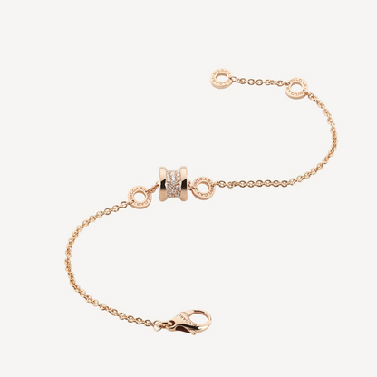 [⭐Mirelle]ZERO 1 SOFT PINK GOLD WITH PAVED DIAMONDS ON THE SPIRAL BRACELET