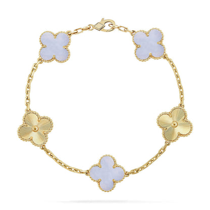 [⭐Mirelle] CLOVER 5 MOTIF PURPLE CHALCEDONY BRACELET COLLECTION