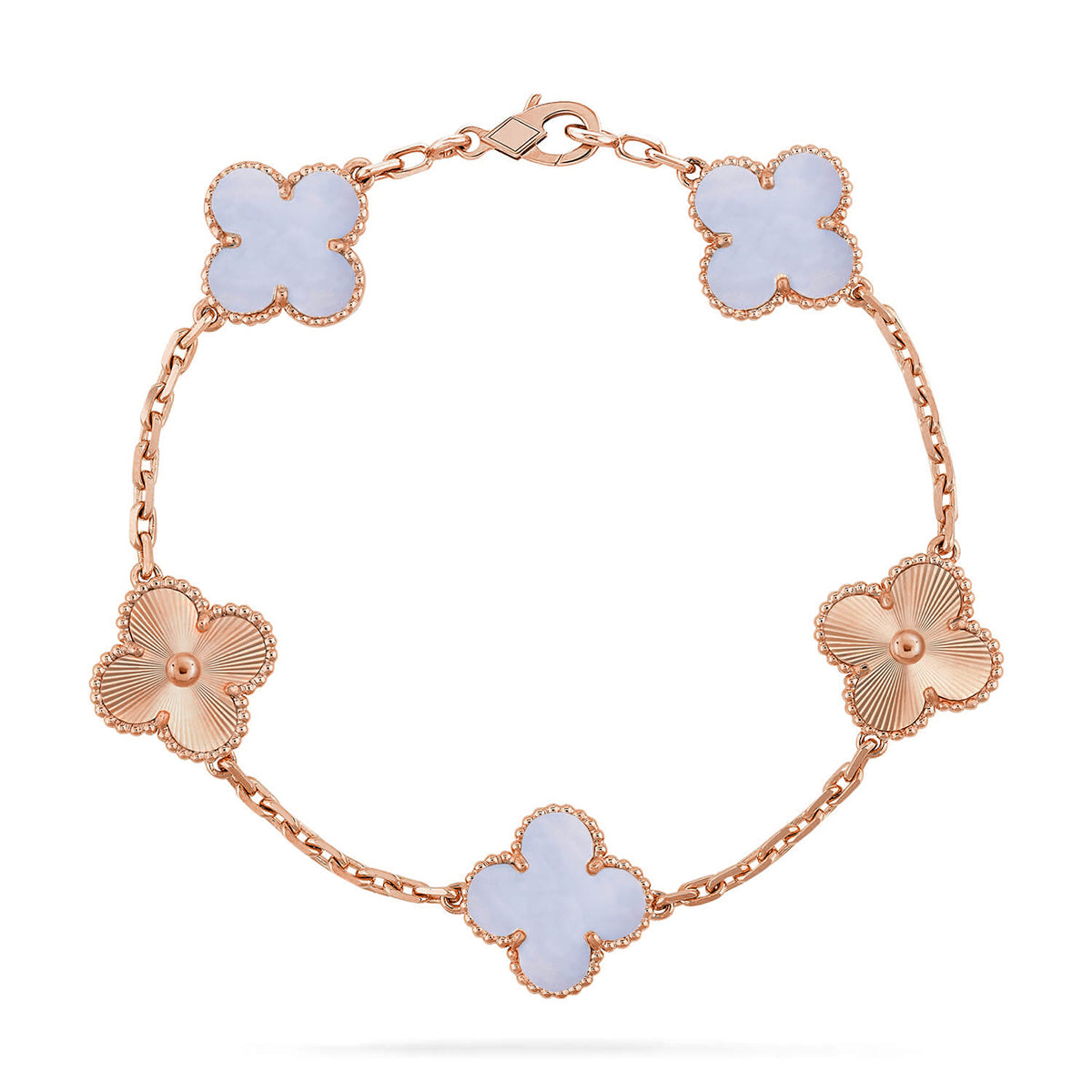 [⭐Mirelle] CLOVER 5 MOTIF PURPLE CHALCEDONY BRACELET COLLECTION