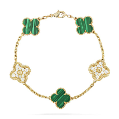 [⭐Mirelle] CLOVER 5 MOTIF MALACHITE BRACELET COLLECTION
