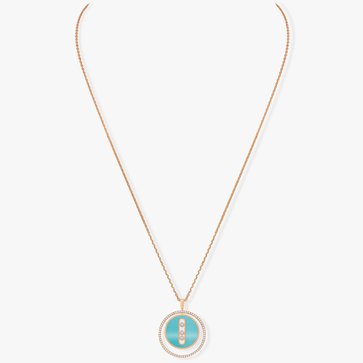 [⭐Mirelle]Demo MOVE 3 DIAMONDS TURQUOISE PINK GOLD DIAMOND NECKLACE