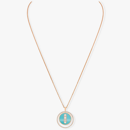 [⭐Mirelle]Demo MOVE 3 DIAMONDS TURQUOISE PINK GOLD DIAMOND NECKLACE