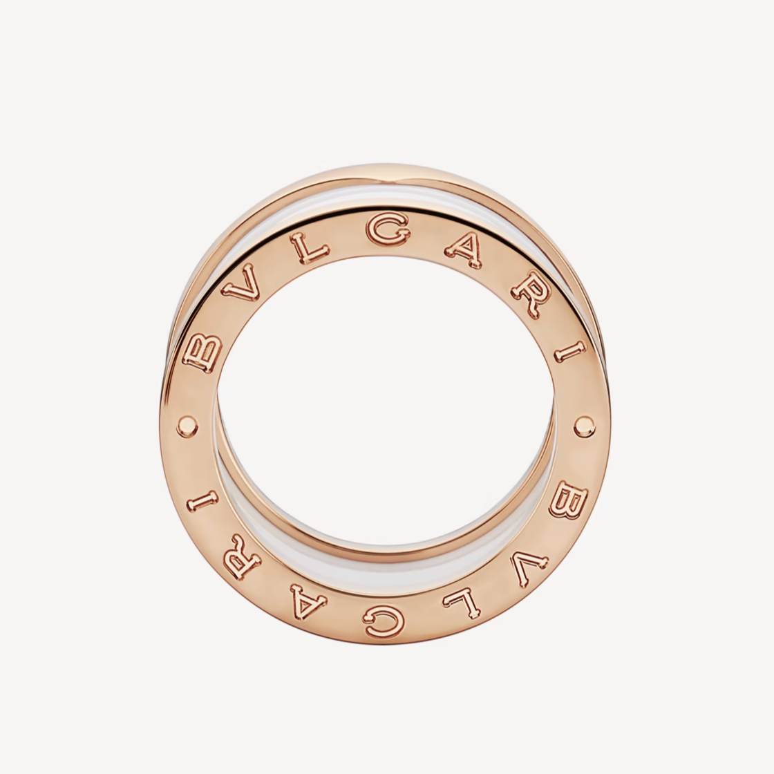 [⭐Mirelle]ZERO 1 FOUR-BAND LOOPS AND WHITE CERAMIC SPIRAL PINK GOLD RING