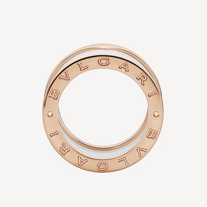 [⭐Mirelle]ZERO 1 FOUR-BAND LOOPS AND WHITE CERAMIC SPIRAL PINK GOLD RING