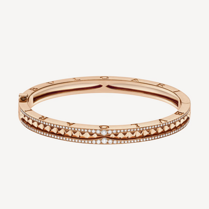 [⭐Mirelle]ZERO 1 SPIRAL AND PAVED DIAMOND PINK GOLD BRACELET