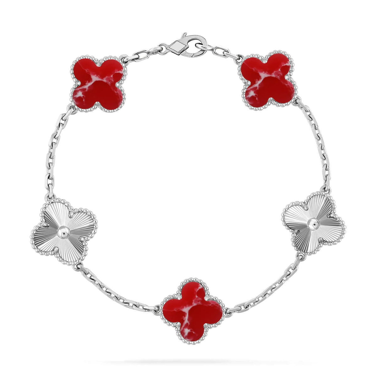 [⭐Mirelle]CLOVER 5 MOTIF RED PATTERN BRACELET COLLECTION