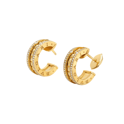 [⭐Mirelle]ZERO 1 ROCK GOLD EARRINGS WITH STUDDED SPIRAL AND PAVED DIAMONDS
