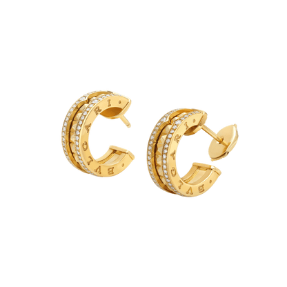 [⭐Mirelle]ZERO 1 ROCK GOLD EARRINGS WITH STUDDED SPIRAL AND PAVED DIAMONDS
