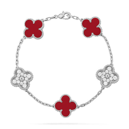 [⭐Mirelle] CLOVER 5 MOTIF RED CORNELIAN BRACELET COLLECTION