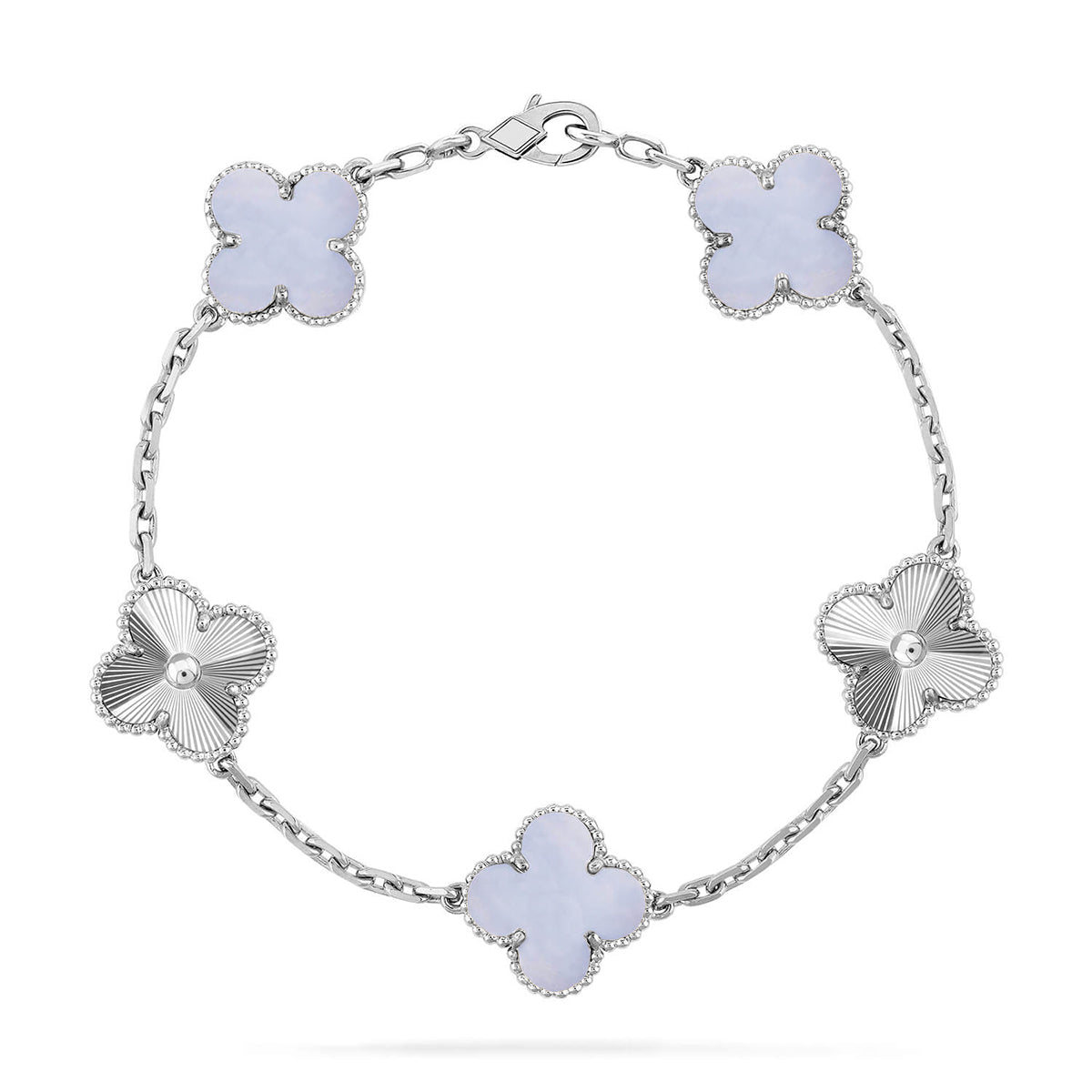 [⭐Mirelle] CLOVER 5 MOTIF PURPLE CHALCEDONY BRACELET COLLECTION