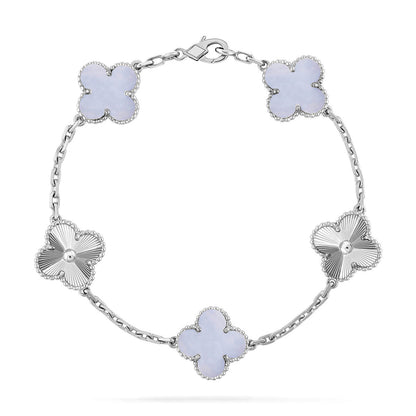 [⭐Mirelle] CLOVER 5 MOTIF PURPLE CHALCEDONY BRACELET COLLECTION