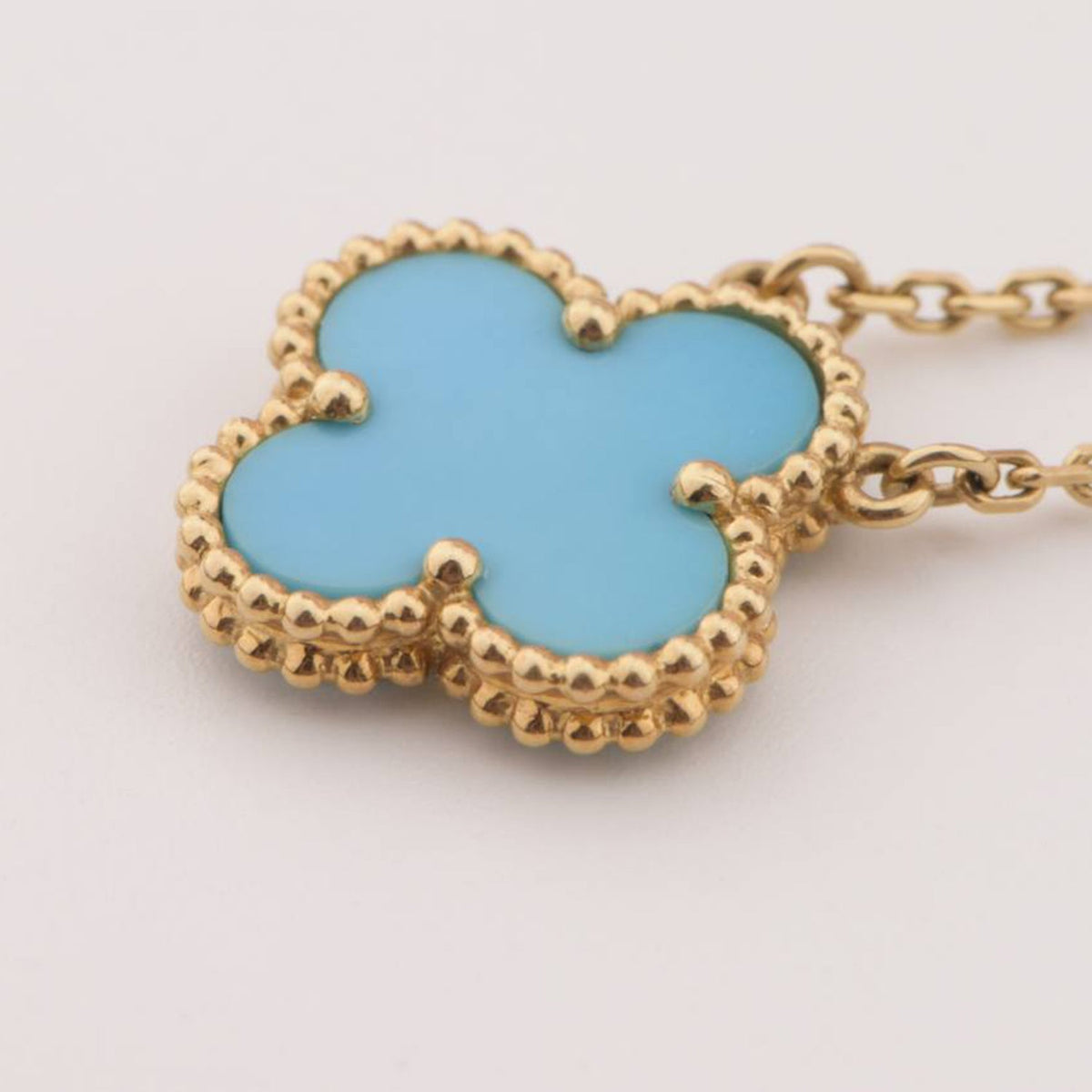 [⭐Mirelle]CLOVER 15MM VINTAGE TURQUOISE NECKLACE