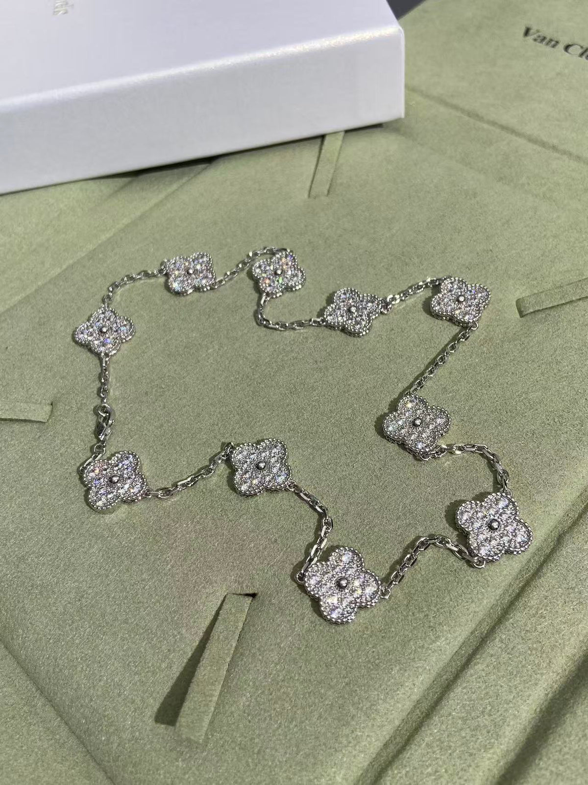[⭐Mirelle]CLOVER 10 MOTIFS  FULL DIAMOND NECKLACE