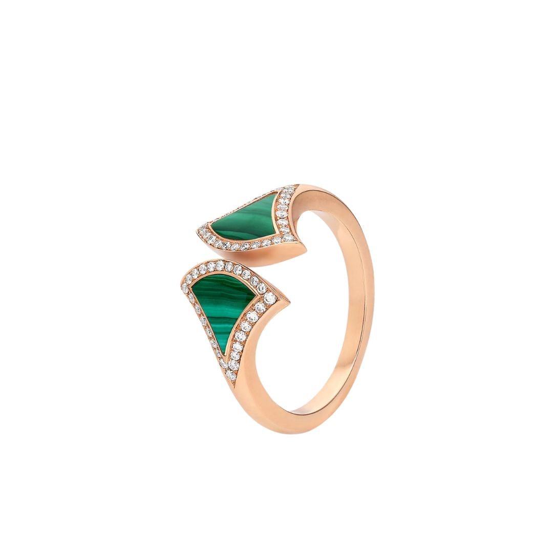 [⭐Mirelle]DREAM MALACHITE DIAMOND OPEN RING