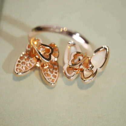 [⭐Mirelle]TWIN BUTTERFLY DIAMOND MOP RING