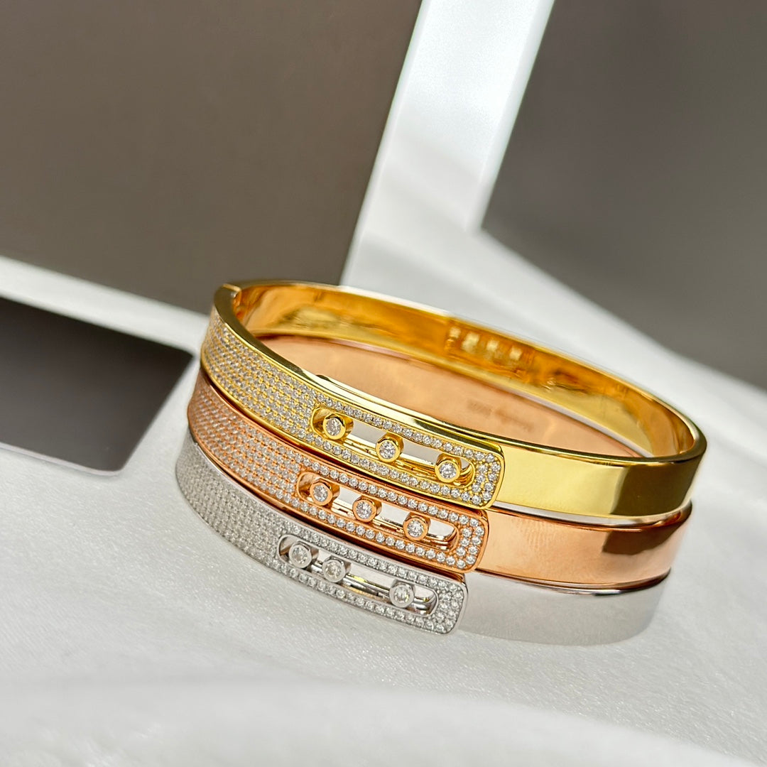 [⭐Mirelle]Move Noa Rose Gold Pavé Diamond Bangle Bracelet