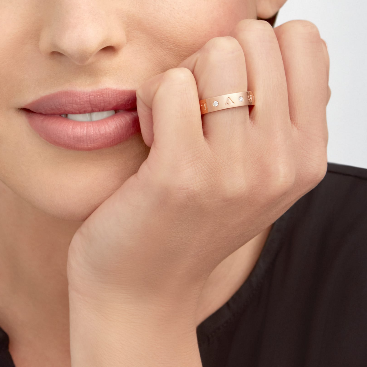 [⭐Mirelle]ZERO 1 ESSENTIAL PINK GOLD BAND WITH DIAMONDS RING