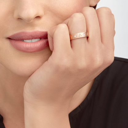 [⭐Mirelle]ZERO 1 ESSENTIAL PINK GOLD BAND WITH DIAMONDS RING