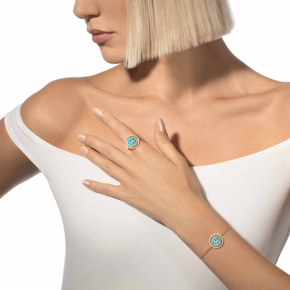 [⭐Mirelle]Demo MOVE TURQUOISE PINK GOLD DIAMOND BRACELET