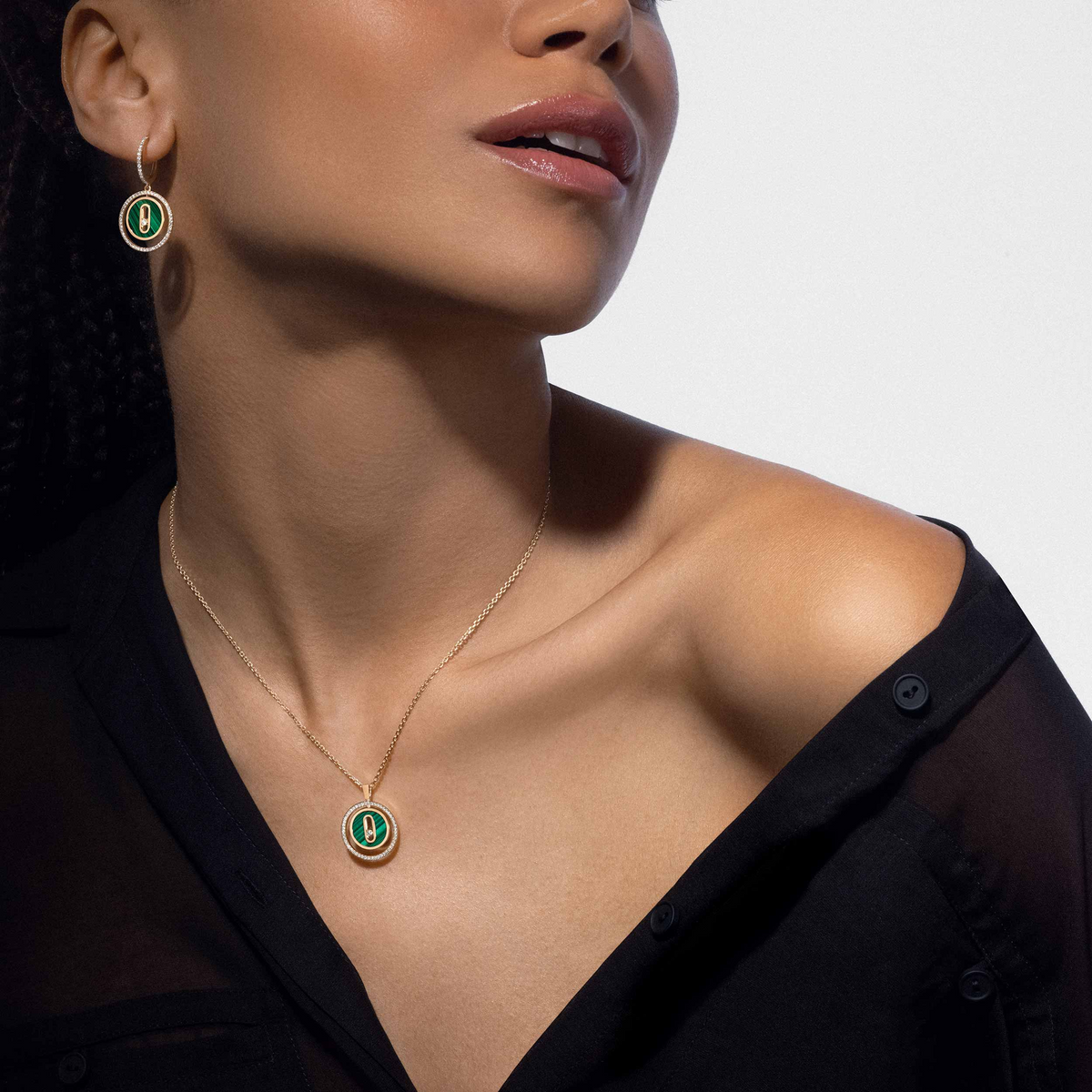 [⭐Mirelle]Demo MOVE 1 DIAMOND MALACHITE GOLD DIAMOND NECKLACE