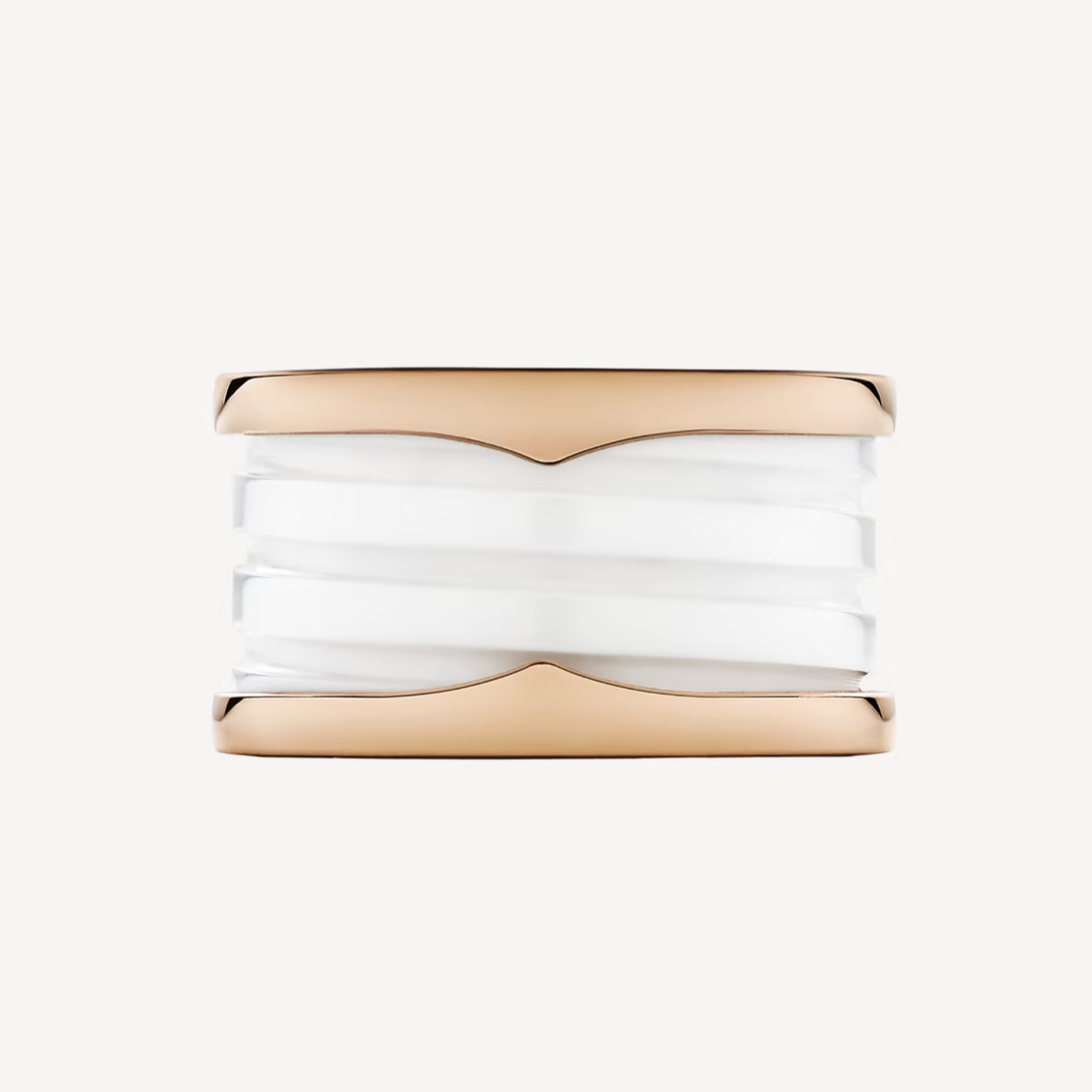 [⭐Mirelle]ZERO 1 FOUR-BAND LOOPS AND WHITE CERAMIC SPIRAL PINK GOLD RING