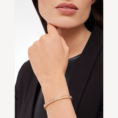 [⭐Mirelle]ZERO 1 SPIRAL AND PAVED DIAMOND PINK GOLD BRACELET