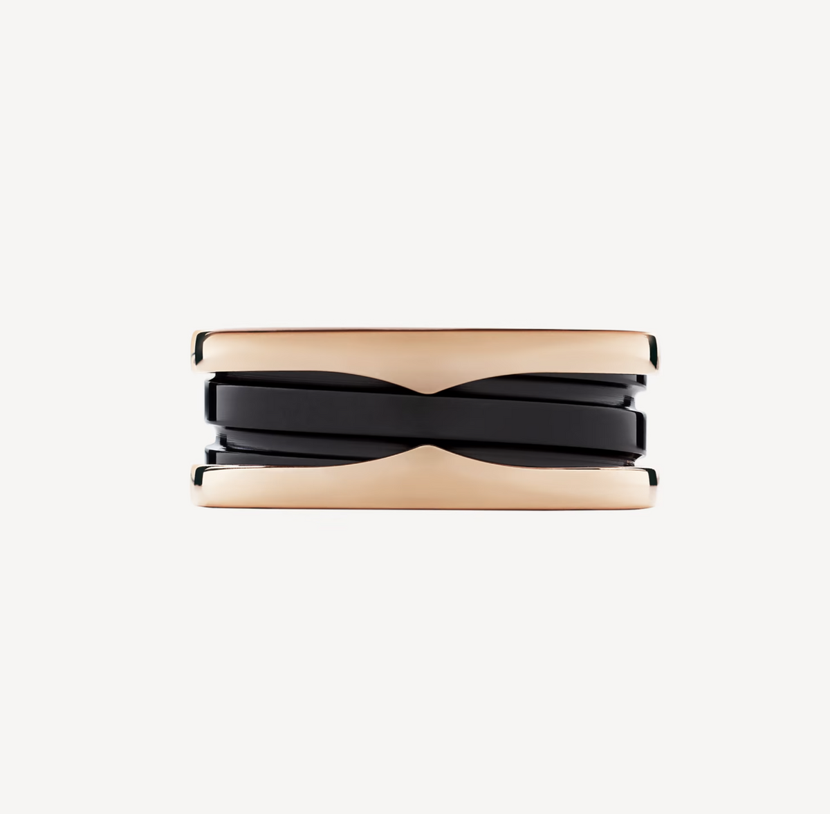 [⭐Mirelle]ZERO 1 TWO-BAND LOOPS AND BLACK CERAMIC PINK GOLD RING