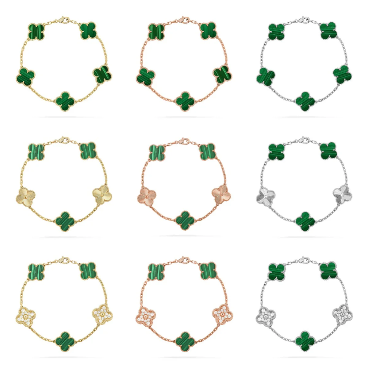 [⭐Mirelle] CLOVER 5 MOTIF MALACHITE BRACELET COLLECTION