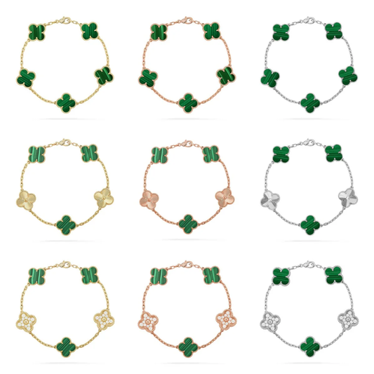 [⭐Mirelle] CLOVER 5 MOTIF MALACHITE BRACELET COLLECTION