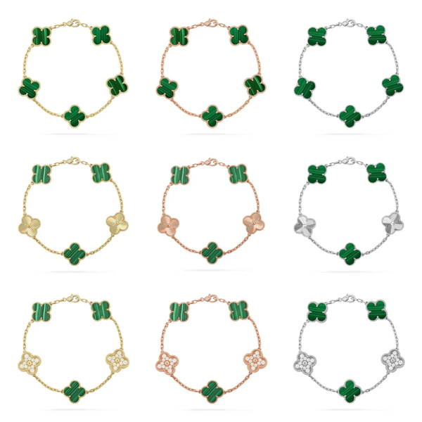 [⭐Mirelle] CLOVER 5 MOTIF MALACHITE BRACELET COLLECTION