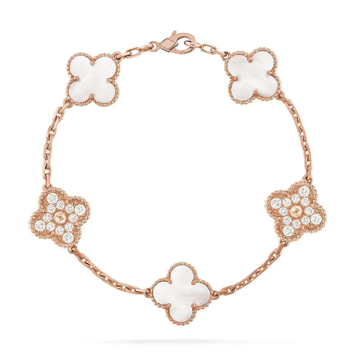[⭐Mirelle]CLOVER WHITE PEARL MOP 5 MOTIF BRACELET COLLECTION